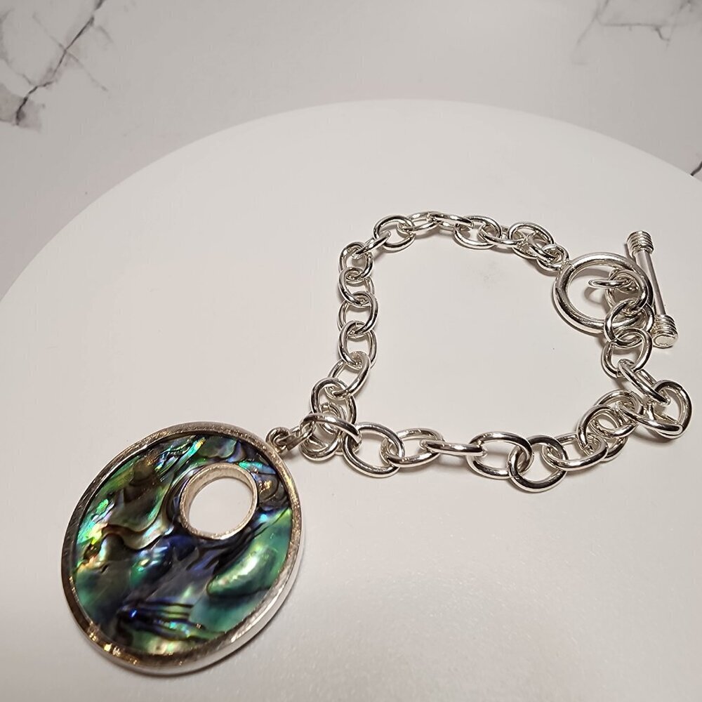 925 Silver Abalone toggle Bracelet - Picture 6 of 7